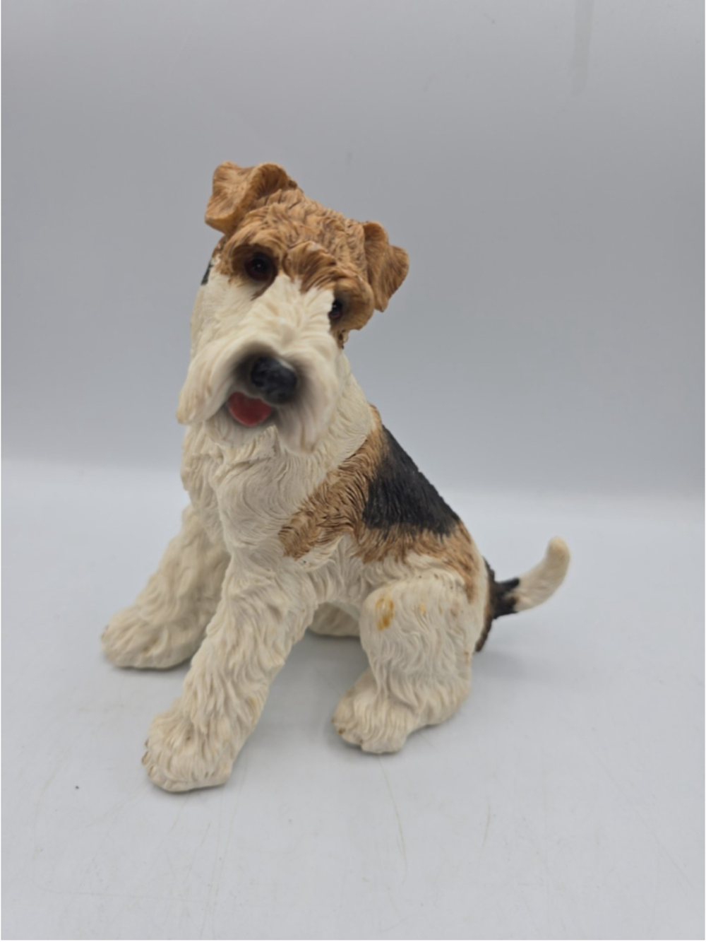 Resin Wire Fox Terrier With Hand Painted Tan and White Markings